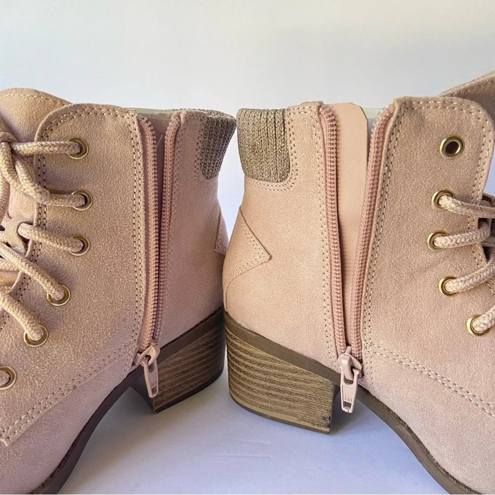 New Wonder Nation Girls Sweater Cuff Heeled Boots Blush Pink Kids Size 2